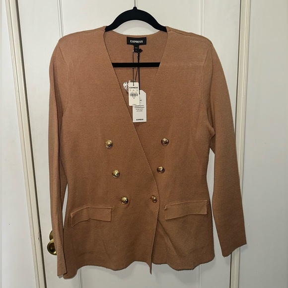 Express Novelty Buttons Knit Sweater Blazer